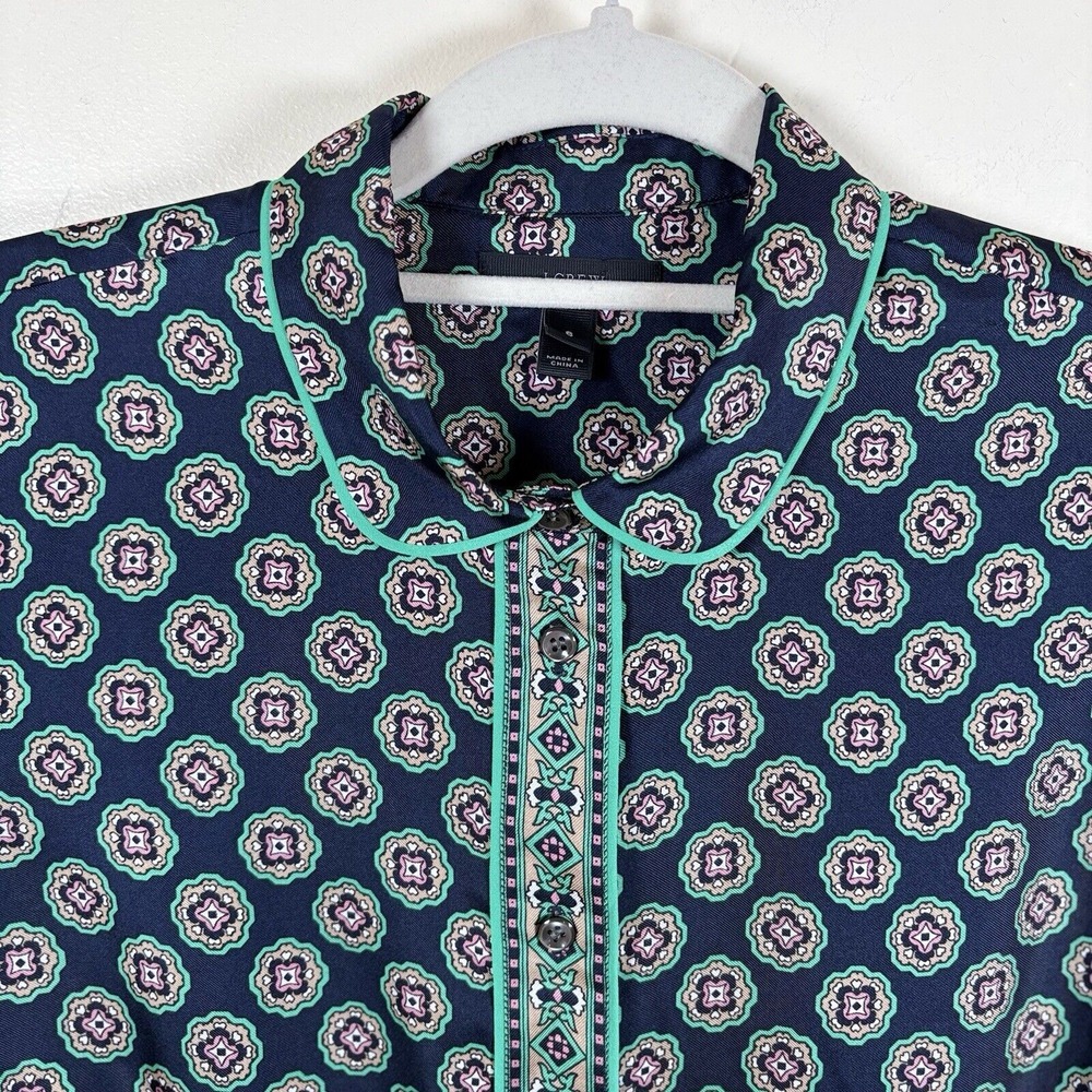 J. Crew Navy and Teal Printed Button-Down Shirt - Picture 5 of 10